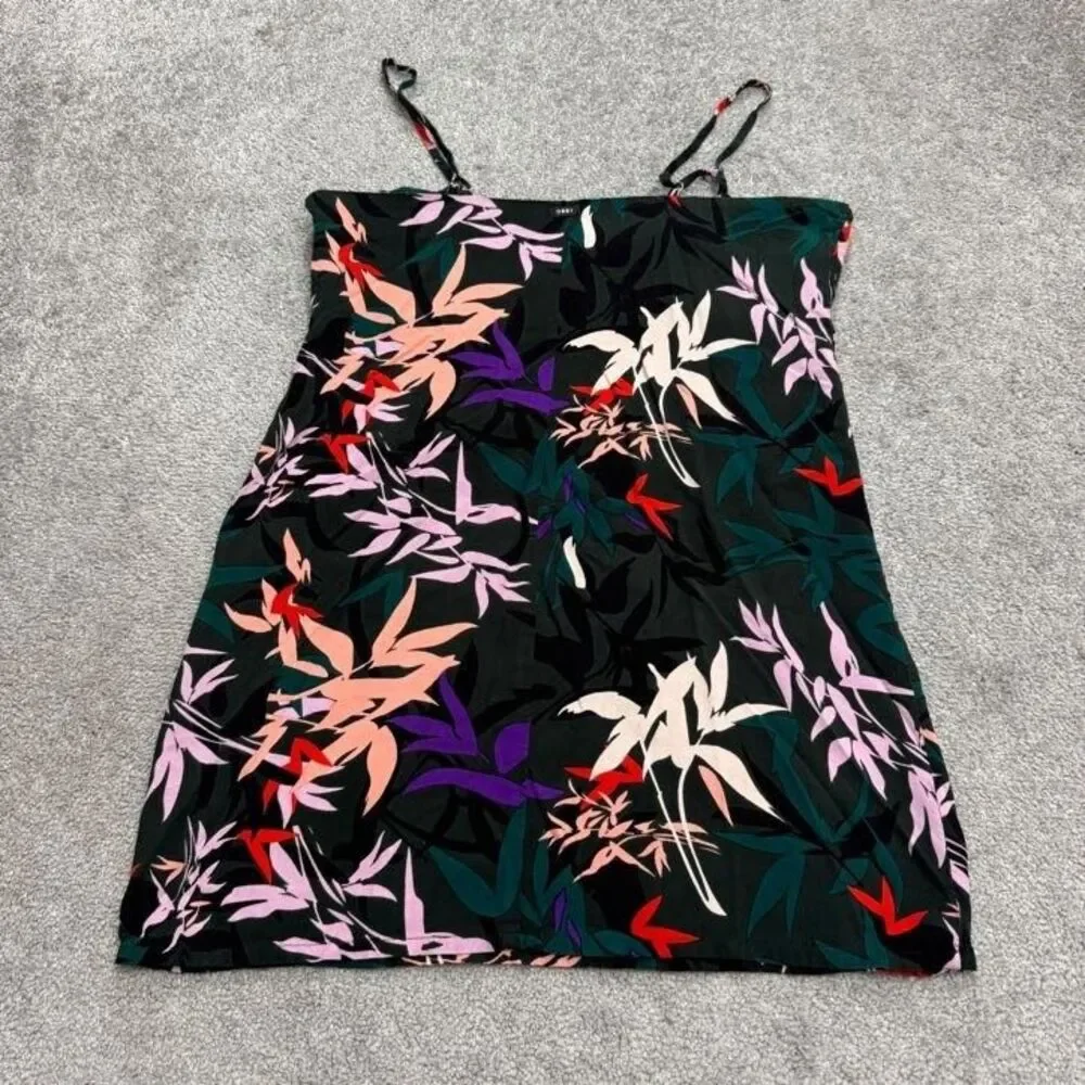 Obey Worldwide Botanical Leaf Print Mini Dress Womens Medium Multi Floral Boho